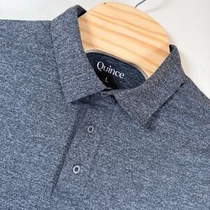 Quince Mens Flowknit Breeze Performance Polo Shirt Sz L Heather Gray Stretch